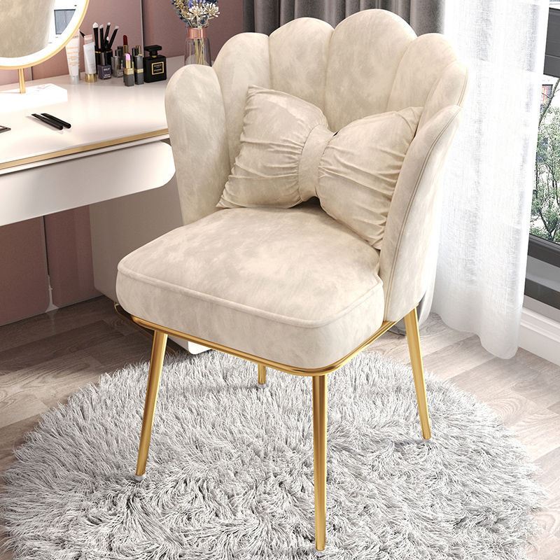 Nordic French Luxury High Back Metal Restaurant Hotel Upholstered Fabric Modern Bedroom Makeup Chair Dining Chairs