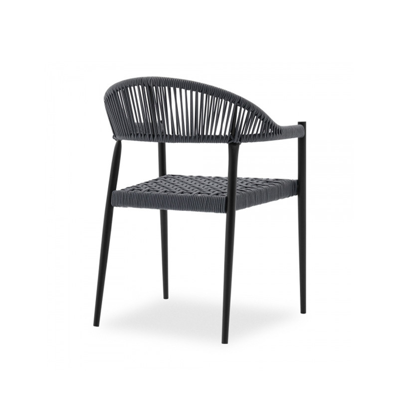 Patio restaurant black woven rope side chairs outdoor furniture cafe rope chairs