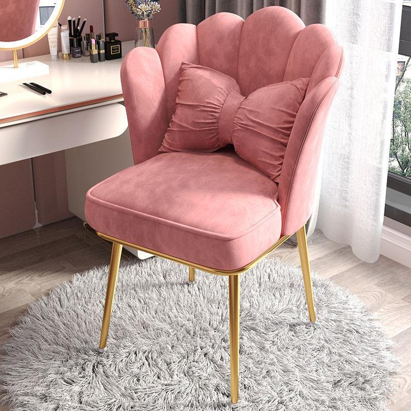 Nordic French Luxury High Back Metal Restaurant Hotel Upholstered Fabric Modern Bedroom Makeup Chair Dining Chairs