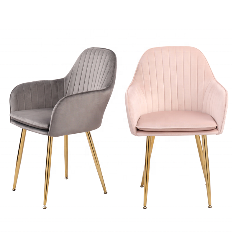 Makeup Chair for Bedroom Accent Dining Chairs for Living Room with Golden Metal Legs Pink Velvet Vanity Chair for Makeup Room