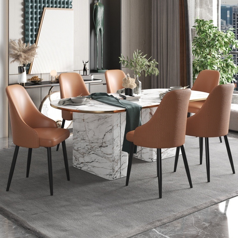 Dining Chair Nordic Luxury Gold Leather Metal Cheap Indoor Wholesale Home Furniture Modern Restaurant Dinning Dining Room Chairs