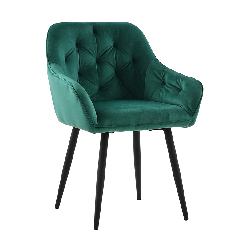 Dinning Room Furniture Restaurant Modern Design Green Upholstered Soft Fabric Velvet Dining Chairs With Powder Coated Legs