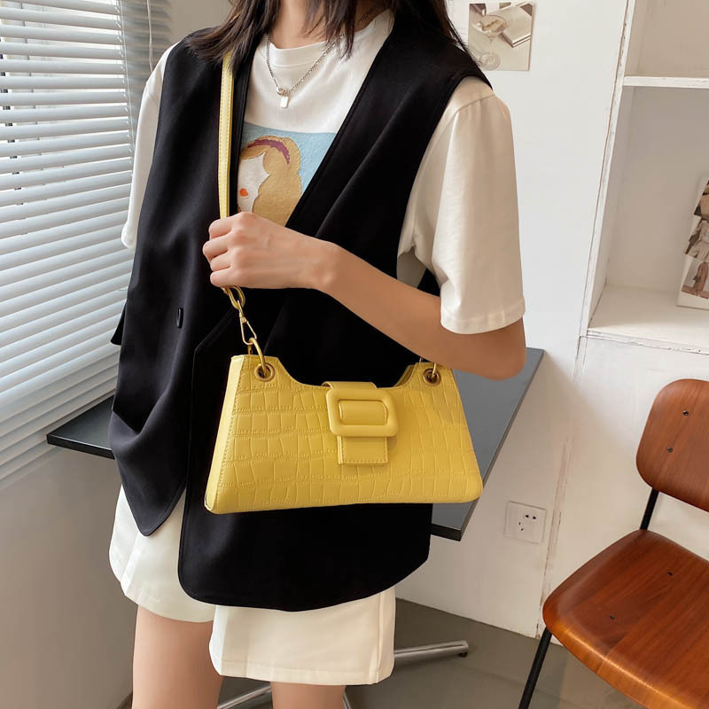 Retro Small Shoulder Crossbody Zipper Tote Bag Purse Stone Pattern Print Shoulder Bag Clutch Underarm Satchel Handbag