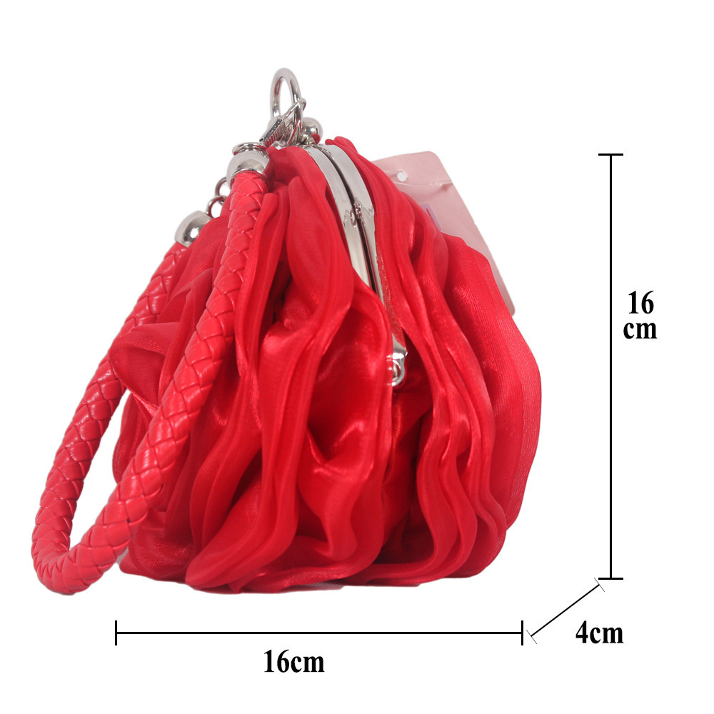 Women Rose Shaped Clutch Purse Satin Floral Evening Bag Wedding Party Prom Women Handbag