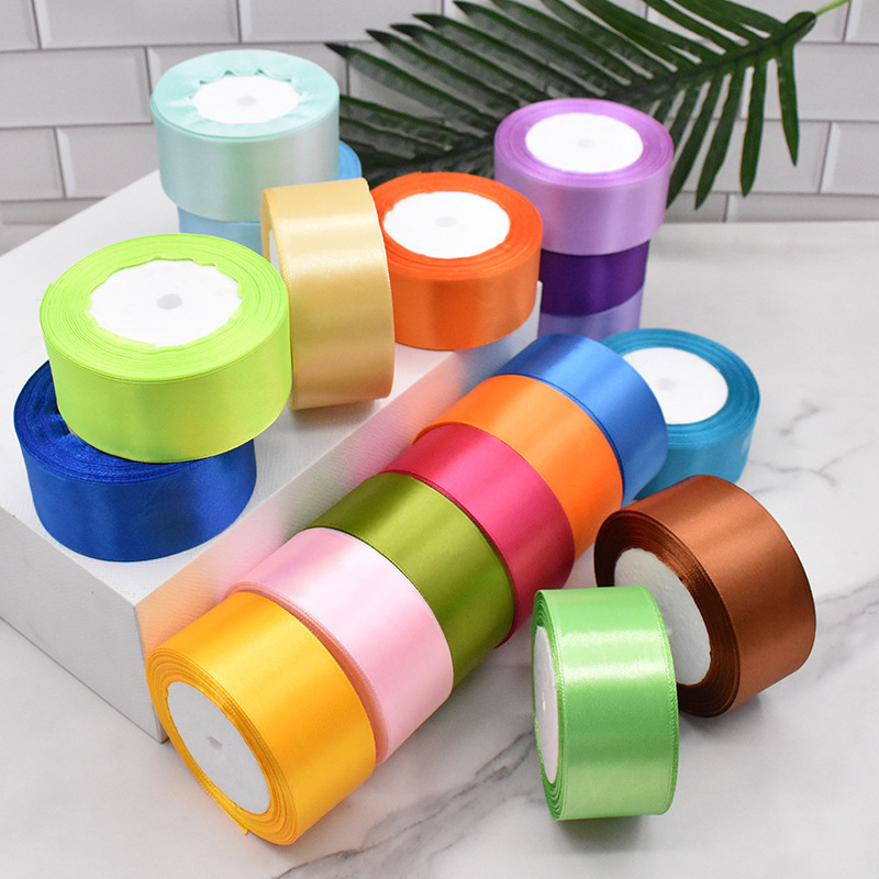 25 Yards 4cm Widths 22 Meters polyester satin ribbon roll wholesale best price satin ribbon for flower packing and decoration