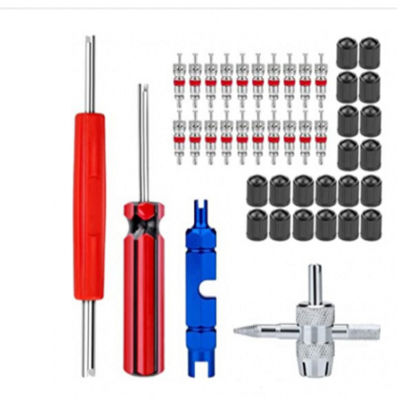 Bike Tire Valve Core Set Bicycle Tyre Air Valve Core Repair Tool Kit Replacement Stem Removal Tool Bike Accessories