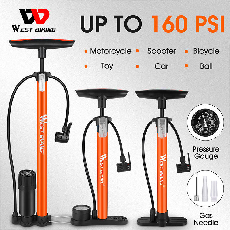 160 PSI OEM Aluminum Alloy Floor Air Cycling Pump Fietspomp Hand Air Tire Bicycle Pump Air Bike Pump With Pressure Gauge