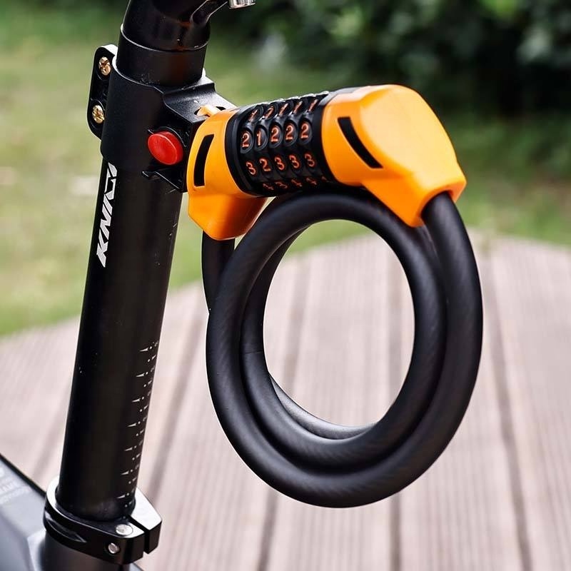 Waterproof Anti-Theft Electric Bike Cable Lock Anti-Cutting Steel Five Digit Bicycle Combination Lock for Bike Motorcycle