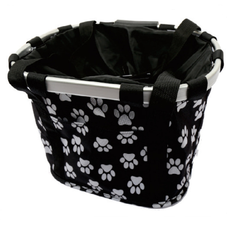 Good Sell Waterproof Portable Folding Printing Polyester Pet Carrier Dog Basket for Bicycle Front Grocery Bike Basket