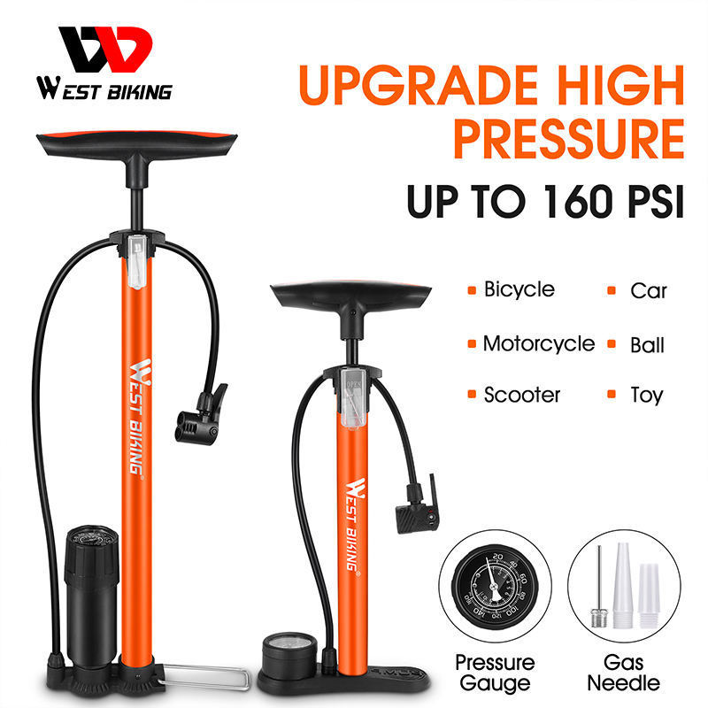 160 PSI OEM Aluminum Alloy Floor Air Cycling Pump Fietspomp Hand Air Tire Bicycle Pump Air Bike Pump With Pressure Gauge