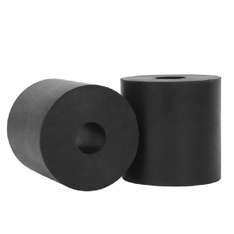 Custom black round rubber shock absorber strut pad anti vibration rubber buffer cylindrical rubber damping block with hole