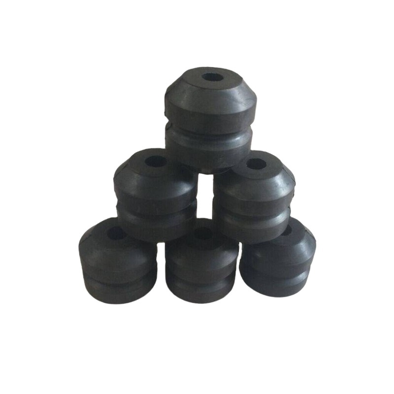 Custom black round rubber shock absorber strut pad anti vibration rubber buffer cylindrical rubber damping block with hole