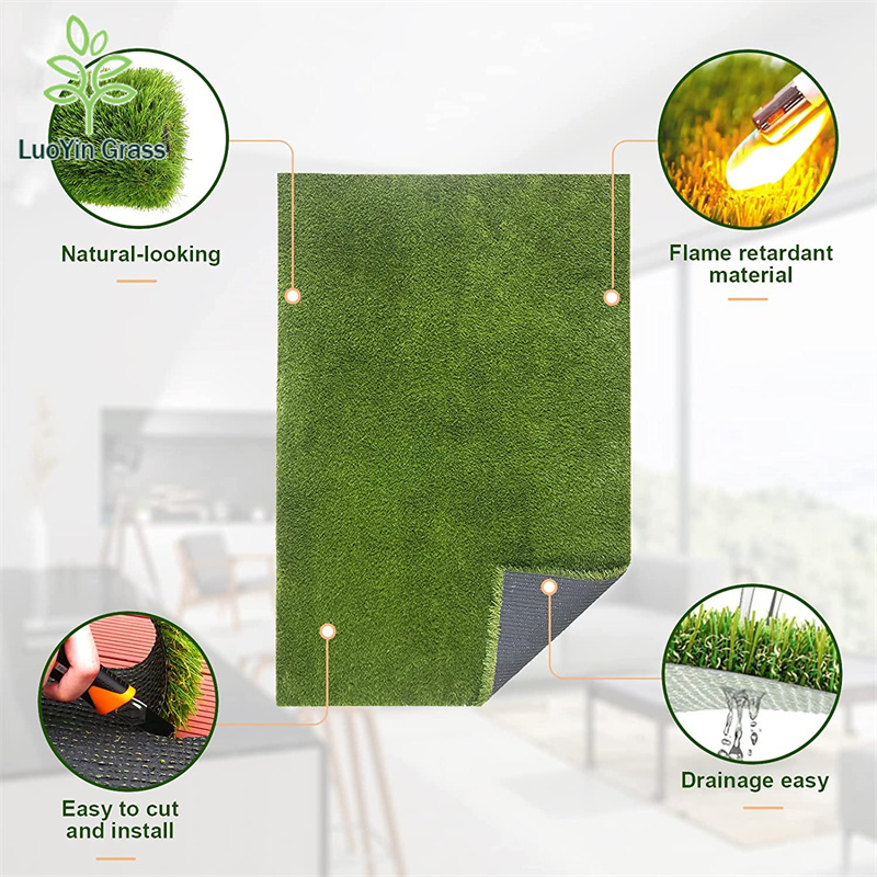 Artificial Grass Turf Rug, Natural Looking Grass Mat,Indoor/Outdoor Synthetic Lawn Carpet Roll