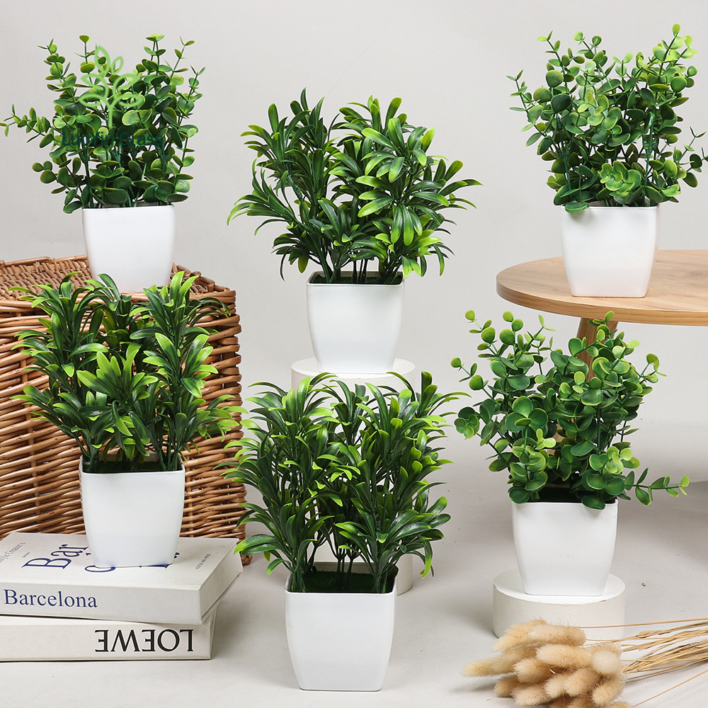 LY Artificial Plants Mini Potted Plant Small Greenery Decor for Home Farmhouse Aesthetic Bedroom Office Desk Bathroom Decoration