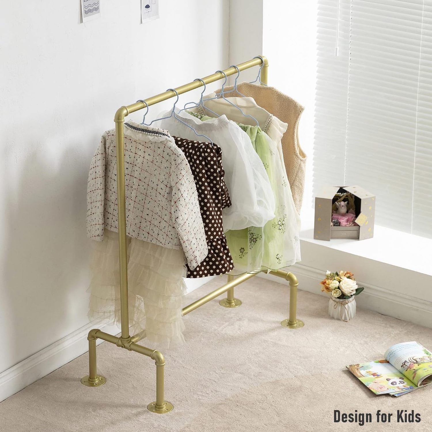 JIN MAI Industrial Kids Pipes Dress up Racks Child Garment Racks Kids Clothing Racks Hanging Clothes Rod