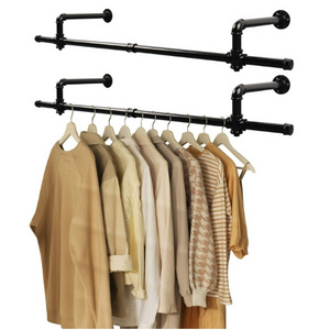 45 inch Long Wall Mounted Clothes Rack Heavy Duty Industrial Pipe Garment Racks for Bathroom Cabinet Boutique Clothing Store