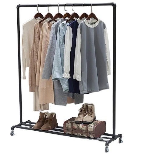 Single hanger movable clothes-rack Industrial retro simple style living room bedroom floor type clothes hanger