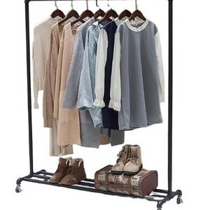 Single hanger movable clothes-rack Industrial retro simple style living room bedroom floor type clothes hanger