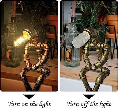 Vintage Steampunk Desk Lamp Pipe Light Unique industrial style robot bedside table lamp for bedroom restaurant cafe decoration