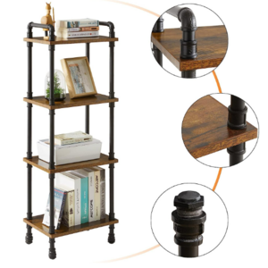 Industrial Pipe Ladder Shelf 4-Tier Vintage Style Book Shelf gi Free Standing Units Display Rack for Living Room Bedroom Kitchen