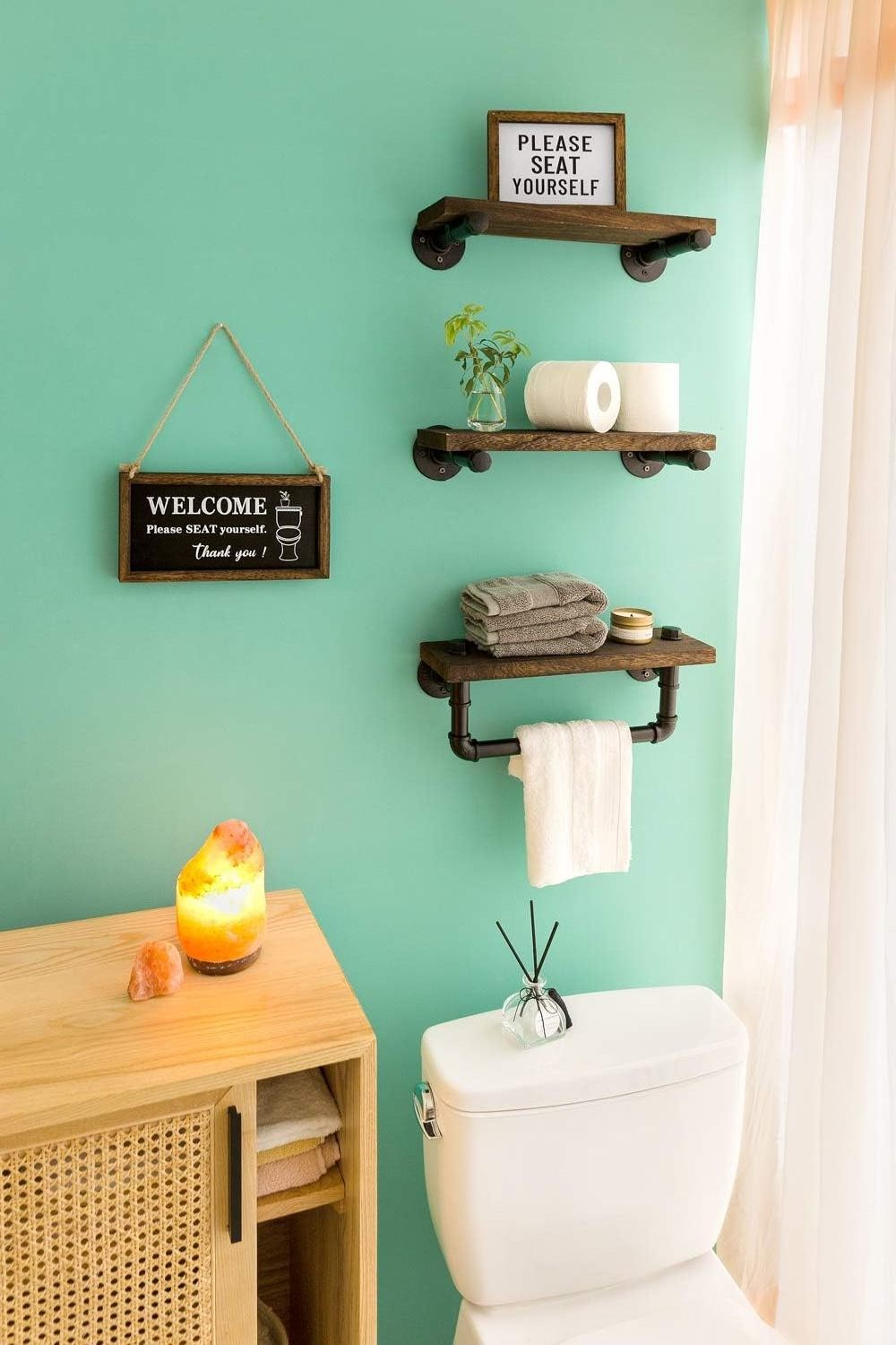 Floating Shelves with Industrial Pipe Brackets  Wall Mounted Shelves Wood Storage Shelving Home Decor for Bedroom Kitchen