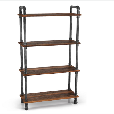 5 Tiers Pipe Shelf Rustic Display Storage Tall Standing Shelf Bookcase for Living Room Home Decor