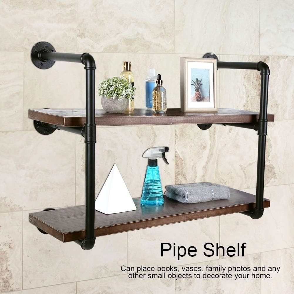 Industrial Pipe Shelving Bookshelf Wall Mounted Storage Rack Shelf Rustic DIY Organizer for Living Room Decor and Storage