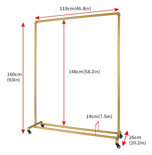 Industrial Pipe Clothing Rack Vintage Clothing Racks on Wheels Mobile Coat Rack Metal Garment shelf