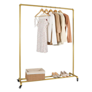 Industrial Pipe Clothing Rack Vintage Clothing Racks on Wheels Mobile Coat Rack Metal Garment shelf