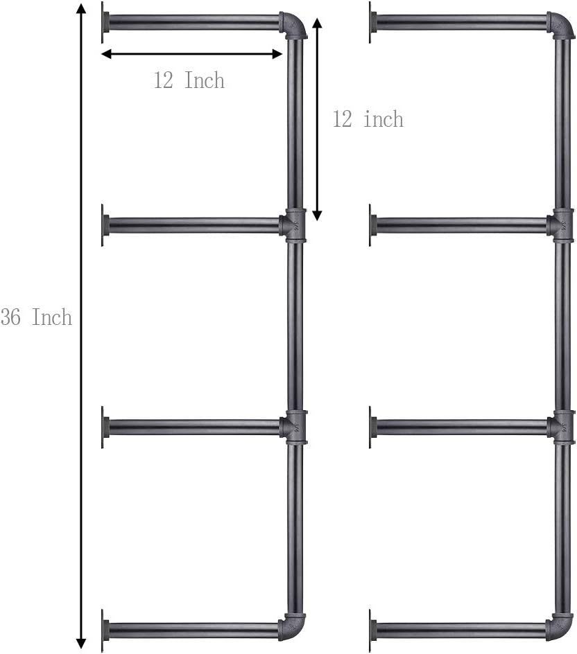 3/4 Inches Malleable Cast Iron Pipe Vintage Industrial Wall Mount Bookshelf Shelving Unit DIY Open Bookshelf