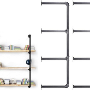 3/4 Inches Malleable Cast Iron Pipe Vintage Industrial Wall Mount Bookshelf Shelving Unit DIY Open Bookshelf