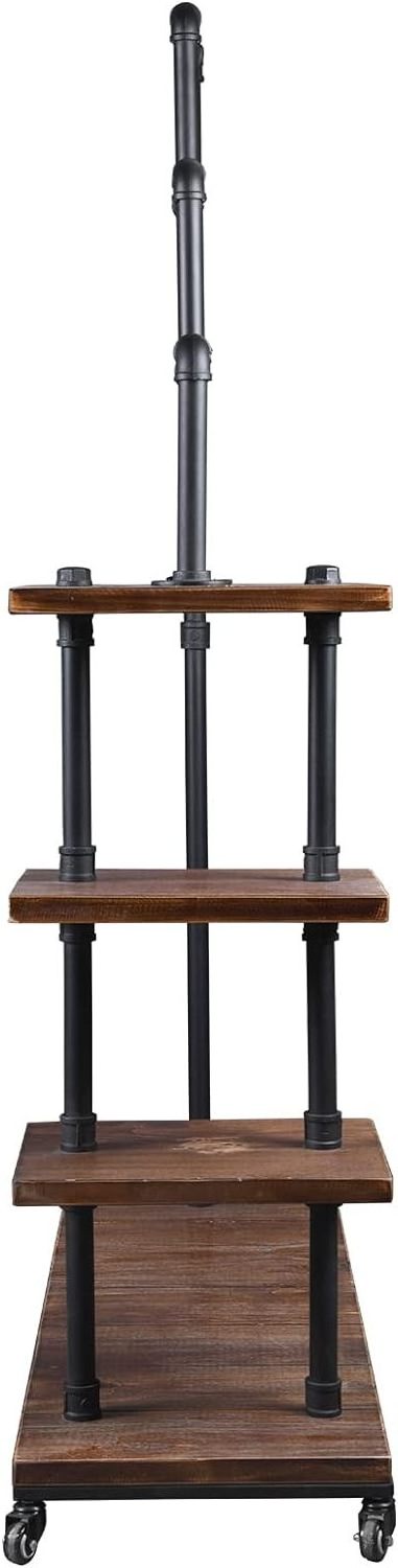 Tidy Rails with 4 Tier Wooden Shelf Pipe Clothing Racks Vintage Shoes Storage  Clothing Hangers Coat Holder Garment Rack