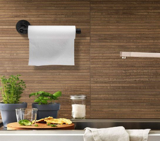 Industrial Wall Paper Towel Holder Floating Shelf Vintage Hand Roll Paper Towel Holders Toilet Paper Storage Used for Bathroom