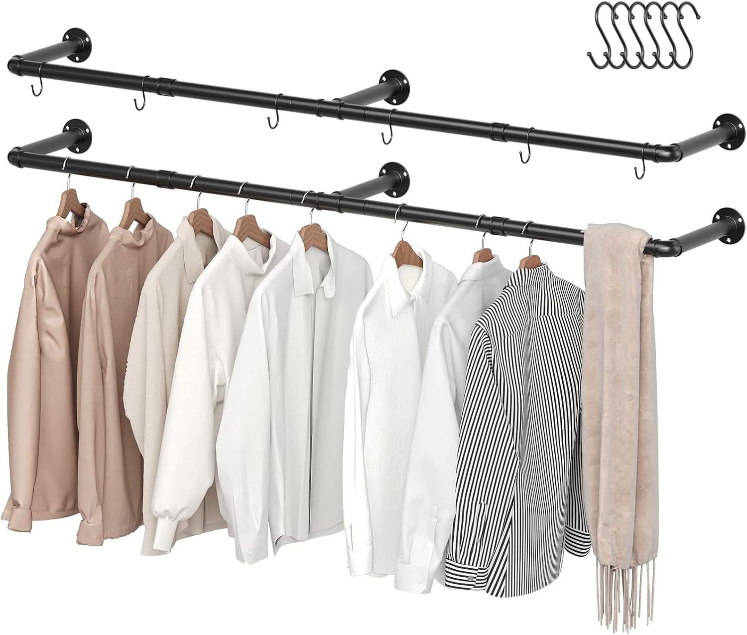 Heavy Duty Detachable Garment Rack Closet Hanging Clothes Rod Multi-Purpose Hanging Rod for Bedroom