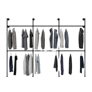 Industrial pipe clothing rack for wardrobe bedroom and as walk-in closet system Sturdy metal racks for hanging clothes