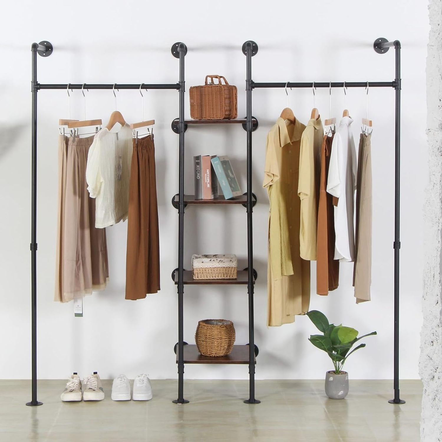 Wall Mounted Industrial Pipe Heavy Duty Clothes Rack Clothing Rods for Hanging Clothes