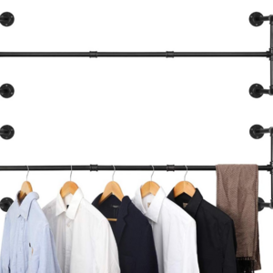 Clothes Rack Industrial Wall Mounted Hanger Space-saving Heavy Duty Detachable Bar Metal Storage Holders & Racks Clothing Rack