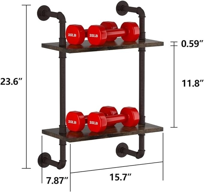 Industrial Pipe Floating Bathroom Shelves  Rustic Wood Wall Mounted Shelf Storage Rack Sundries Holder for Kitchen Office