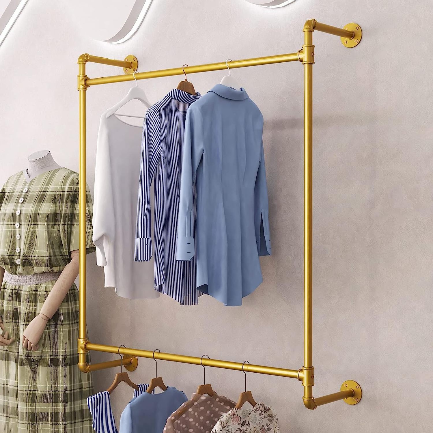 Wall Mounted Heavy Duty Rack Closet Storage Commercial Clothes Racks for Bedroom