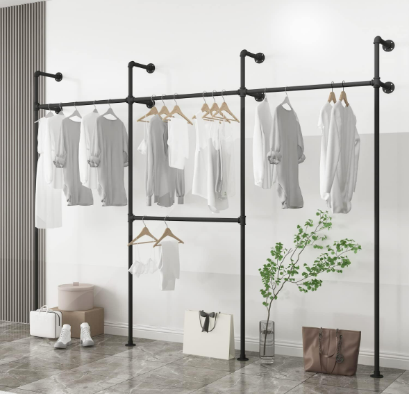 Hanger Hanging Clothes Retail Display Rack Steampunk Garment Racks for Bedroom