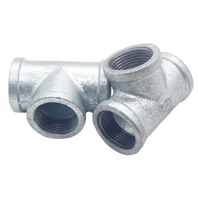 Professional manufacture galvanized malleable iron pipe fittings tee for water supply fire gas conduit