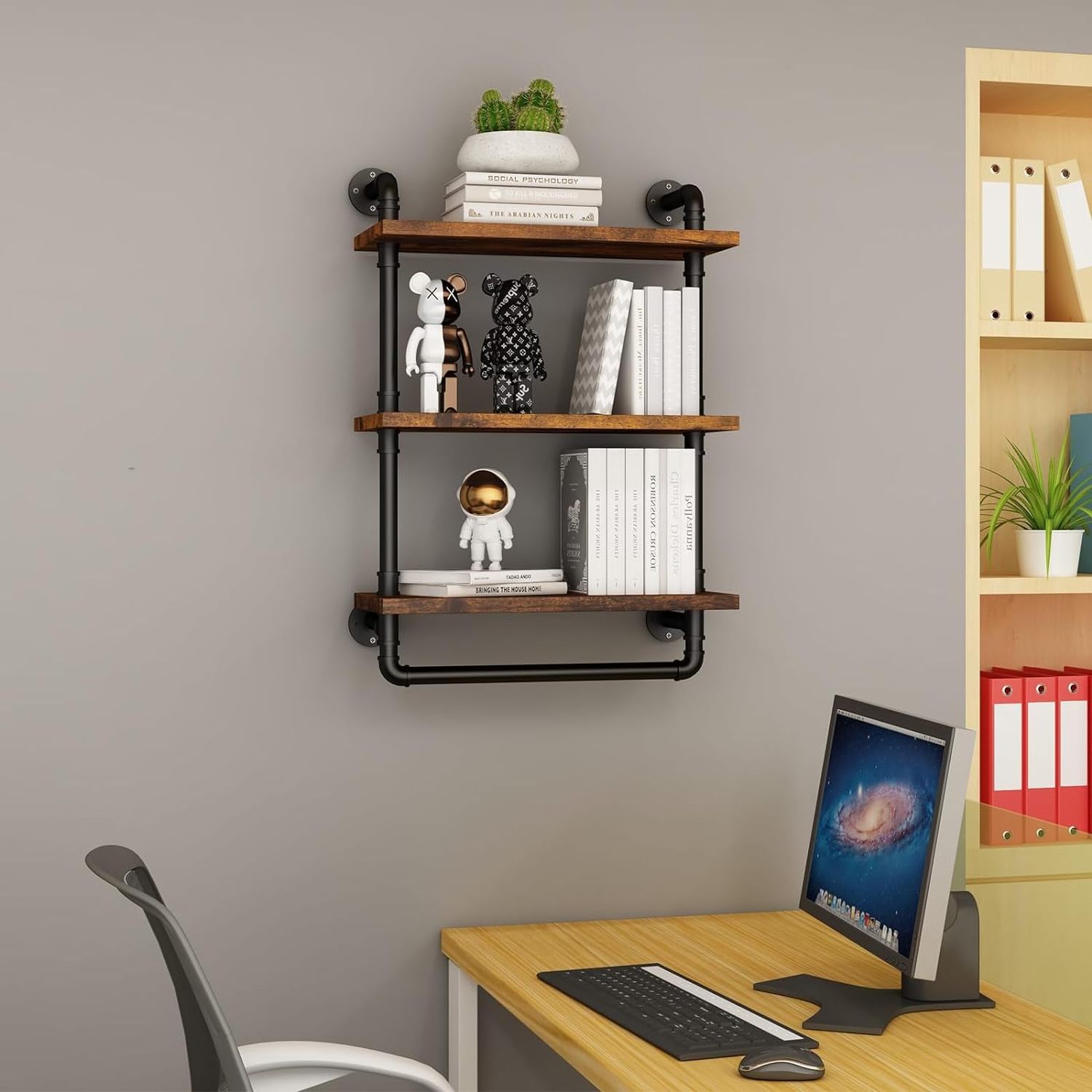 Industrial Pipe Shelving Bathroom Shelf with Towel Bar  3 Tier 24 Inch Floating Shelves for Kitchen   Bedroom  Living Room