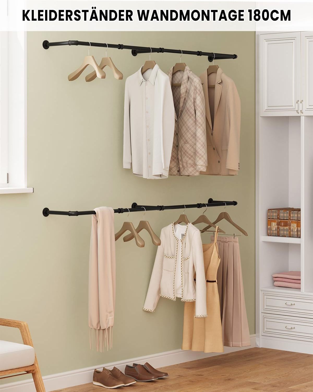 Wall Coat Racks for Hanging Clothes Retro Iron Hangers with 50kg Load Capacity Industrial Pipe Clothes Rails Hanging Bars