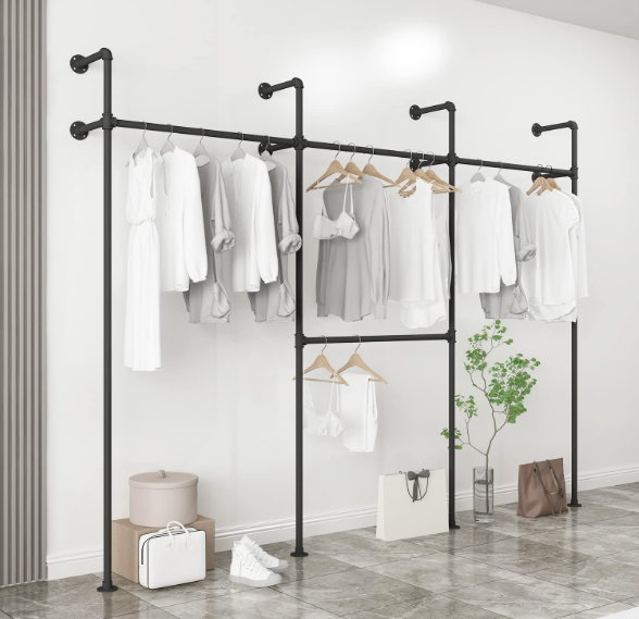 Hanger Hanging Clothes Retail Display Rack Steampunk Garment Racks for Bedroom