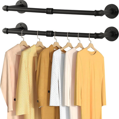 Industrial Pipe Clothes Rack 38in Heavy-Duty Wall Mounted Hanger Rod Space Saving wall Mounted Hanger