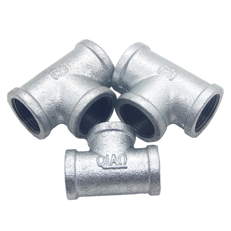 Professional manufacture galvanized malleable iron pipe fittings tee for water supply fire gas conduit