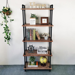 Industrial Bookshelves 5 Shelf Rustic Display Storage Tall Standing Shelf Bookcase for Living Room Kitchen Office