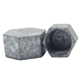 Various specifications malleable iron  hexagon caps pipe fitting  for water supply fire gas conduit