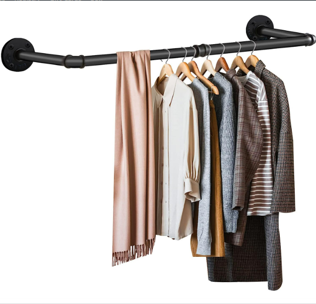 Industrial Pipe Clothes Rack Space Saving Wall Mounted Hanger Multi-Purpose Hanger Rod for Laundry Living Room