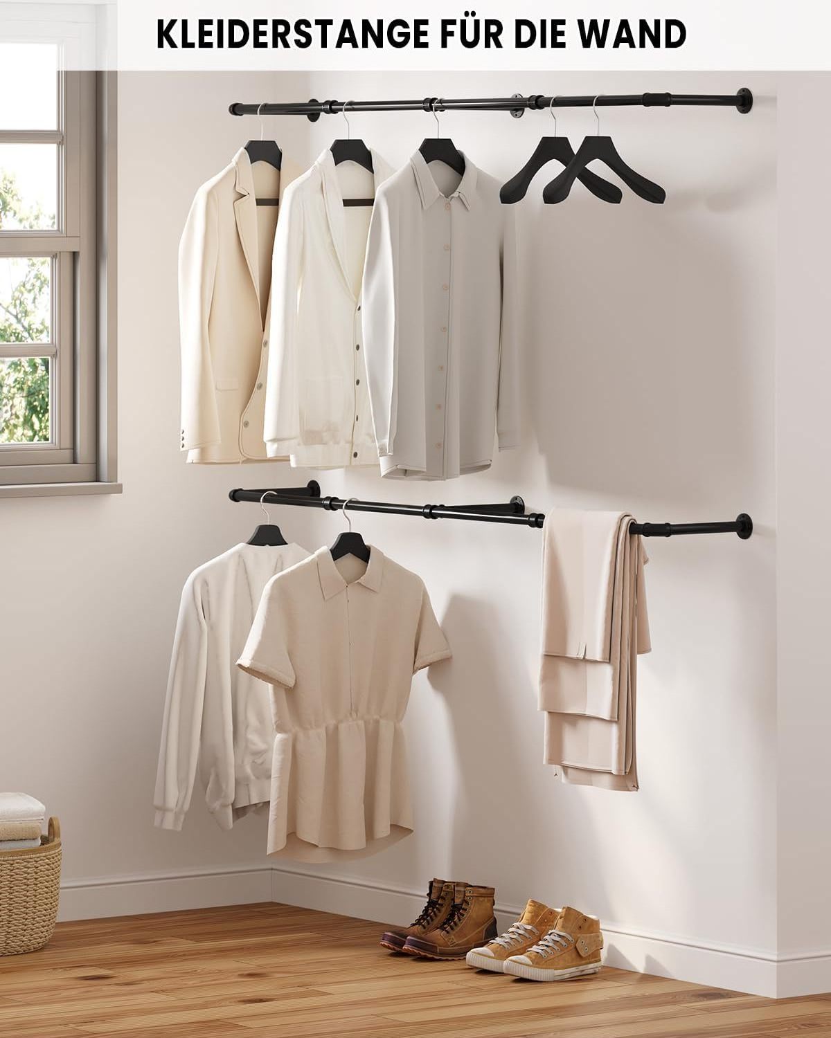 Wall Coat Racks for Hanging Clothes Retro Iron Hangers with 50kg Load Capacity Industrial Pipe Clothes Rails Hanging Bars